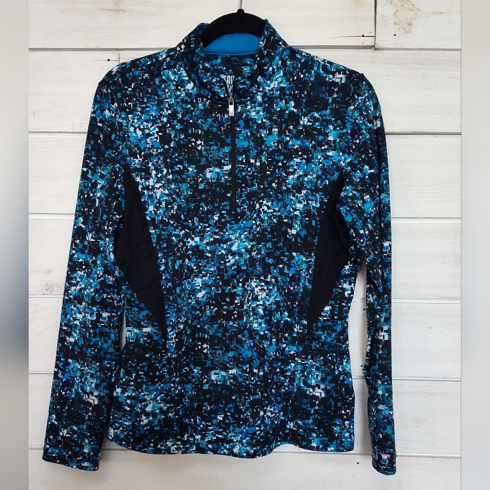 Tail Blue and Black Patterned Quarter-Zip Pullover